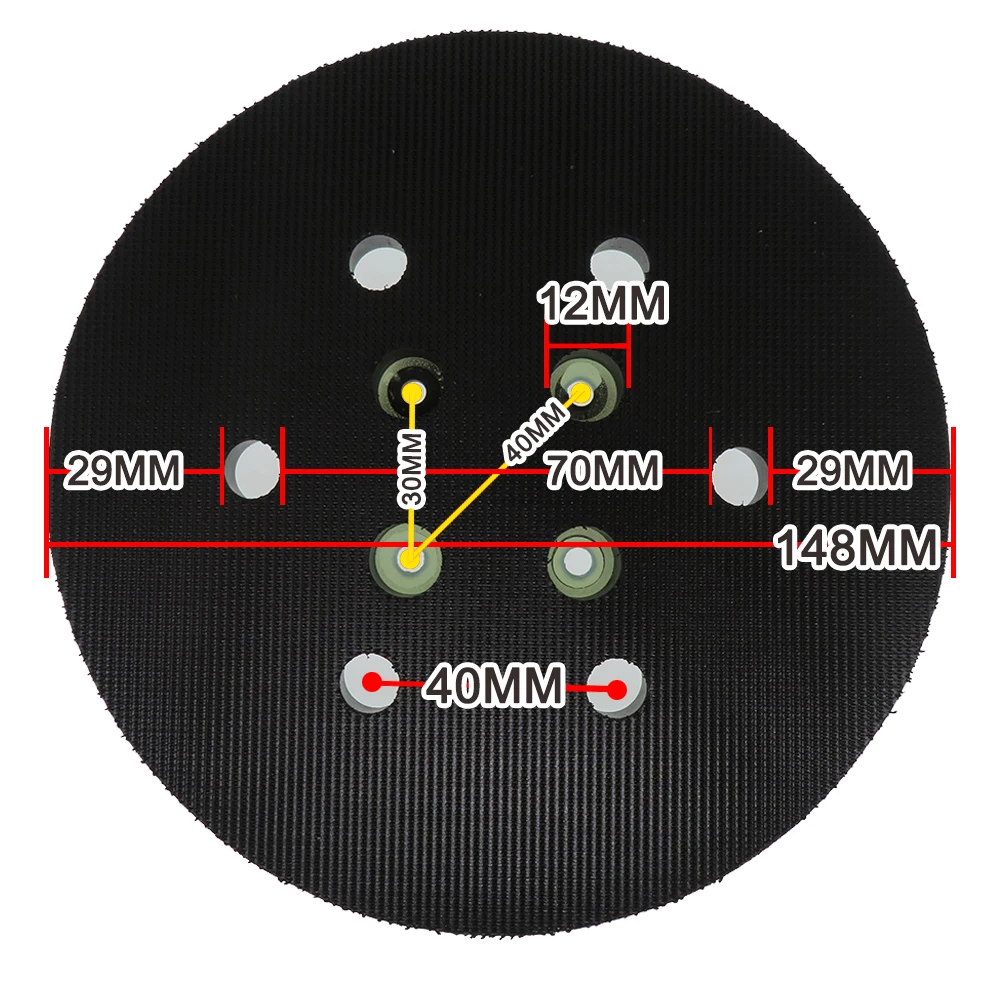 6 Inche 150MM 6-Hole Back-up Sanding Pad 4 Nails 1 Pcs Hook and Loop Sander Backing Plate for Electric Sander Polishing