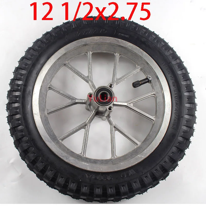 12 1/2 X 2.75 Front or Rear Wheel Assembly 12 1/2X2.75 Tire for Razor Dirt Bike Rocket MX350 MX400 Mini Dirtbike