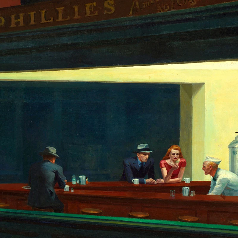 Famous American Painting Nighthawks By Edward Hopper On Canvas Prints Fine Art Poster Wall Decor for Living Room Home Decoration