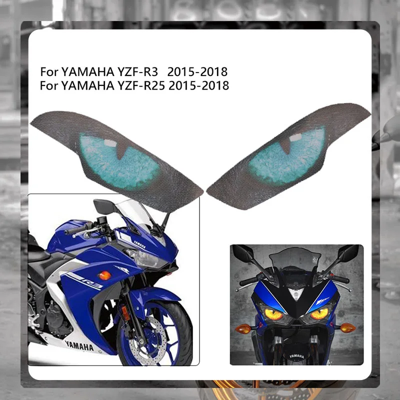 

For YAMAHA YZF R3 R25 YZFR3 YZFR25 2015 2016 2017 2018 Motorcycle 3D Front Fairing Headlight Guard Sticker Head Light Protection