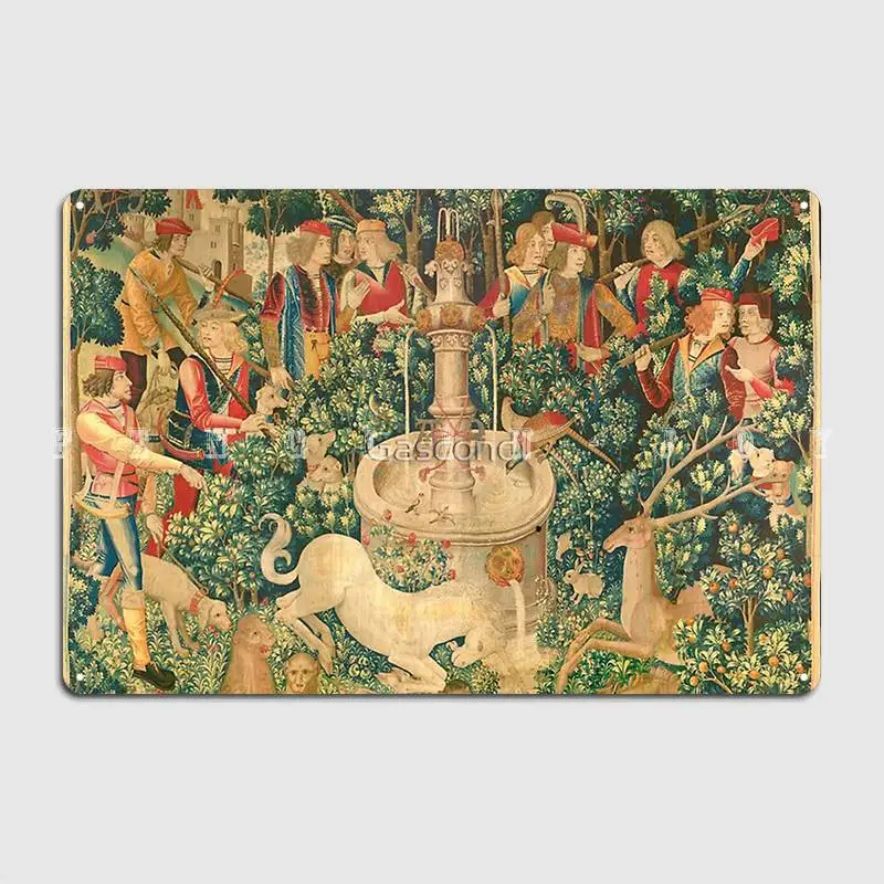 The Unicorn Is Found On View At The Met Cloisters In Gallery 17 Metal Sign Cinema Designing Tin Sign Poster