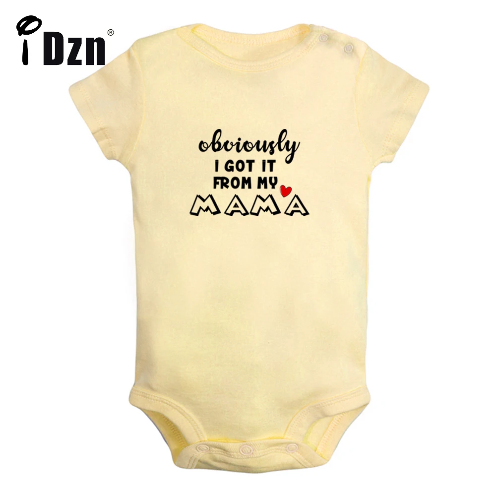 iDzn NEW Obviously Got it from my Mama Baby Boys Fun Rompers Baby Girls Cute Bodysuit Infant Short Sleeves Jumpsuit Soft Clothes