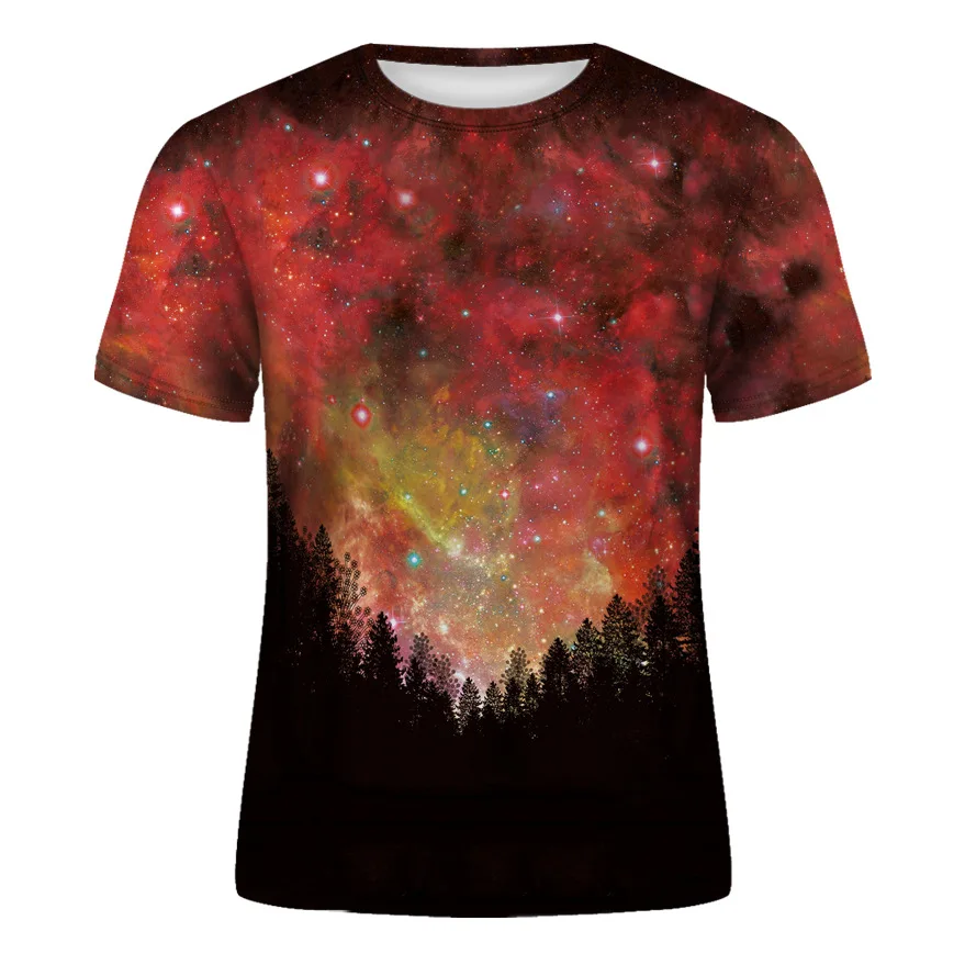 Vast Starry Sky Universe graphic t shirts For Men Summer Fashion 3D Space Planet Pattern T-shirt Personality Cool Style t-shirts