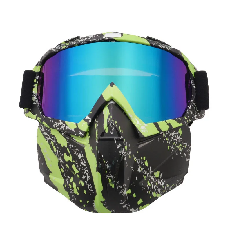 Winter UV400 Windproof Ski Glasses with Detachable Mask Anti-fog Skiing Snowboard Goggles Outdoor Snowmobile Motorcycle Eyewear