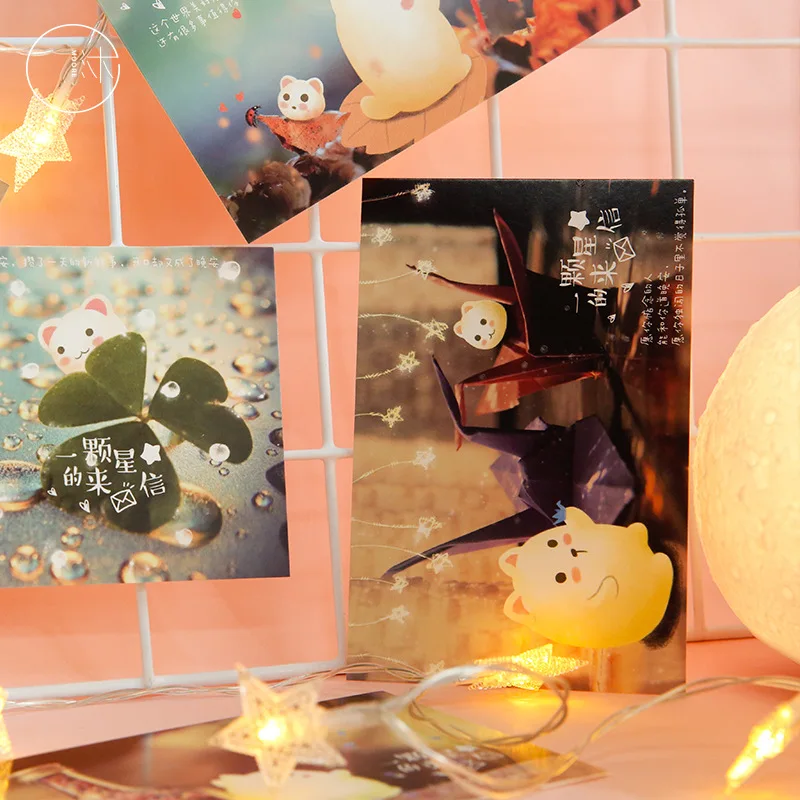 30 Pcs/Set Letter From a Planet Luminous Postcard DIY Cartoon Greeting Card Message Card Birthday Gift Card