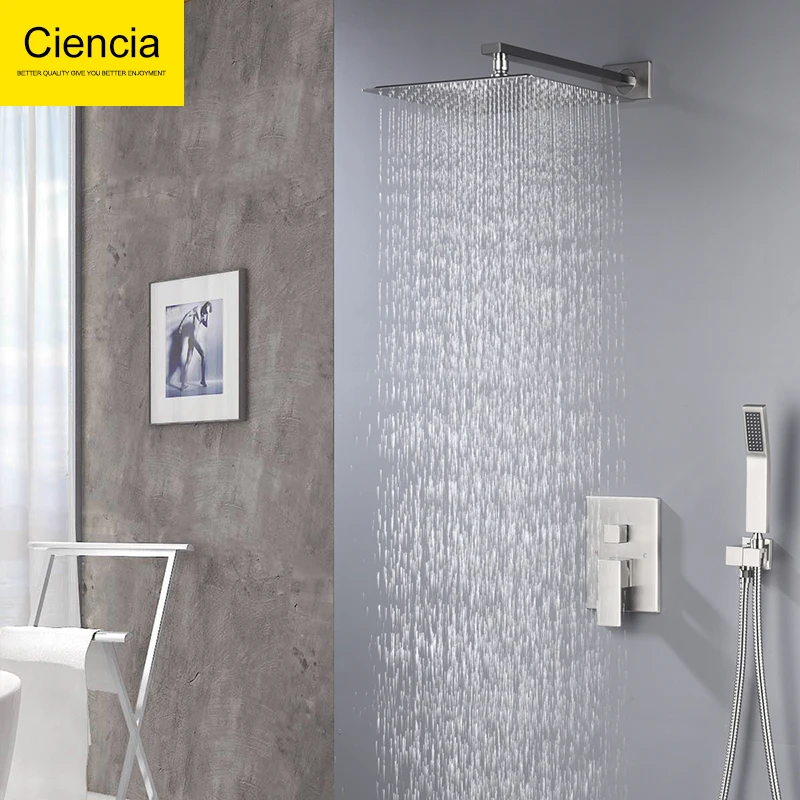 Ciencia Brushed Nickel Bathroom Shower System with 12