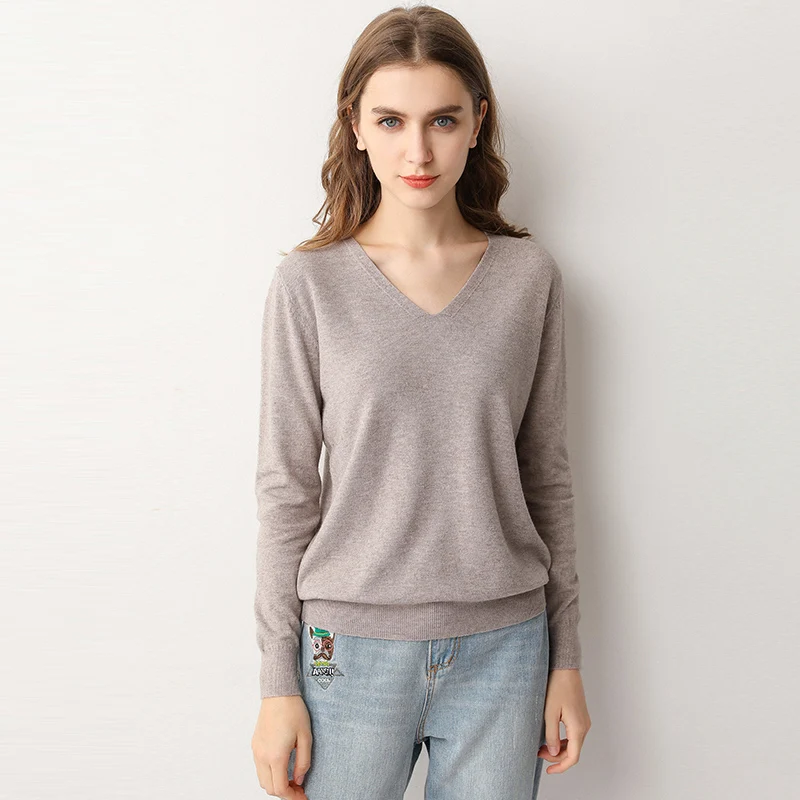 2022 Nieuwe Vrouwen Wollen Trui Trui V Hals Lange Mouw Zachte Knit Jumper Stretch Gebreide Trui 3XL Vrouwelijke Tops Y225