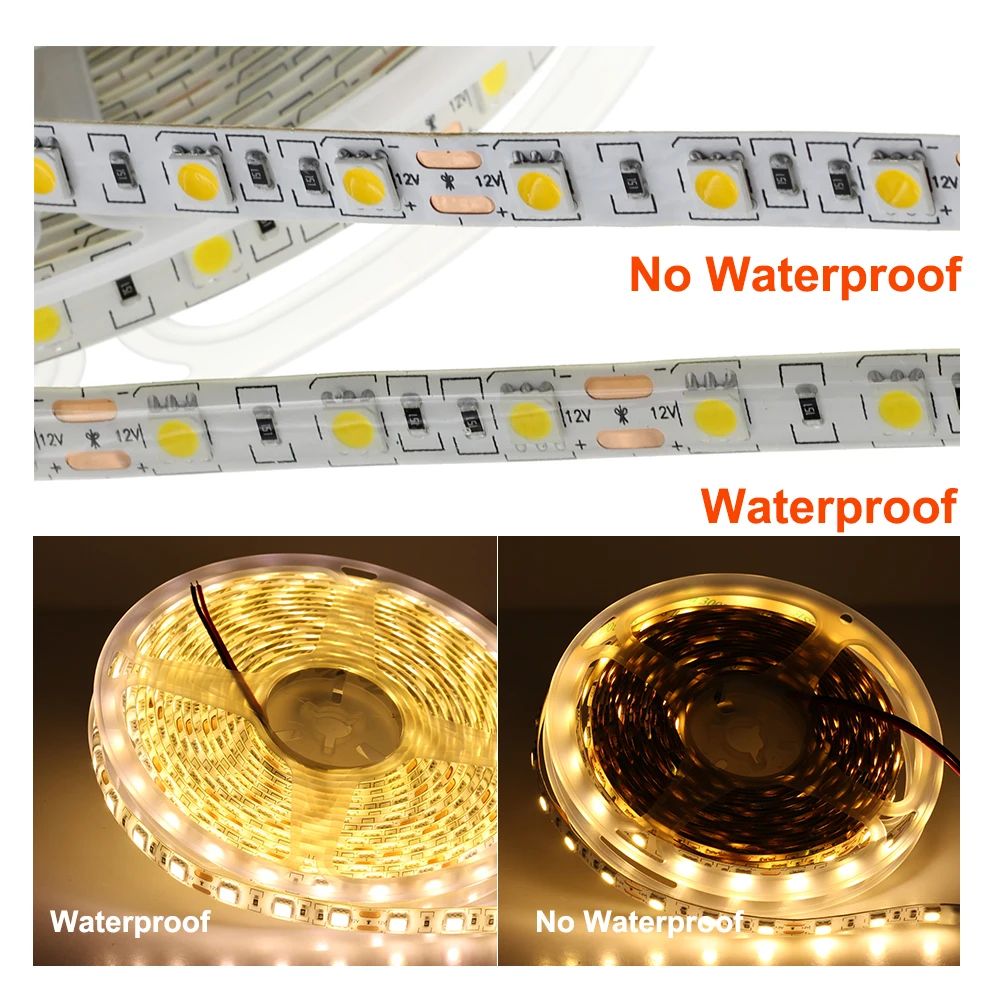 LED Strip 5050 DC12V 60LEDs/m Flexible LED Light RGB RGBW 5050 LED Strip 300LEDs 5m/lot