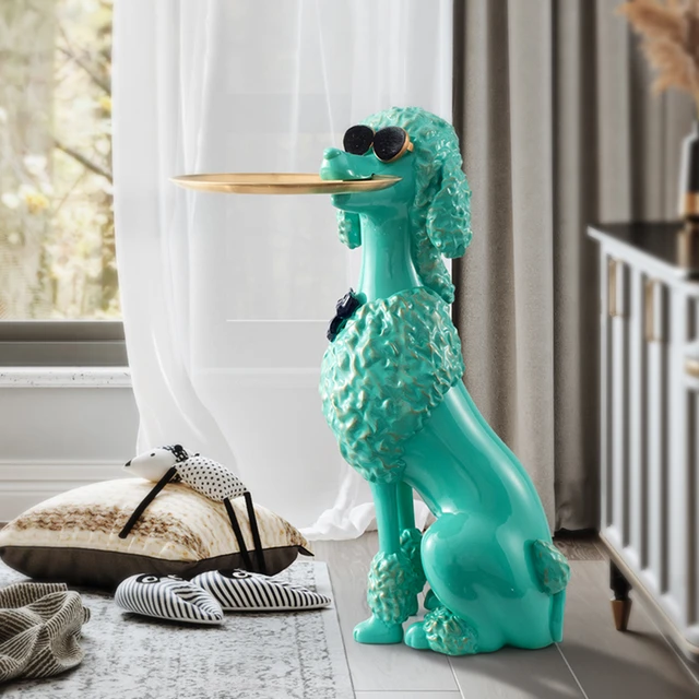 Poodle Statue Nordic Home Decoration Large Animal Sculpture Living Room Accessories With Storage Tray Cartoon Dog Figurines AliExpress 15