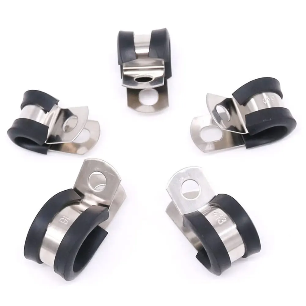 

44 Pieces Stainless Steel Pipe Clamps Rubber Pad Insulation Pipe Clamp Anti-oxidation And Anti-corrosion Automotive Pipe Fitting