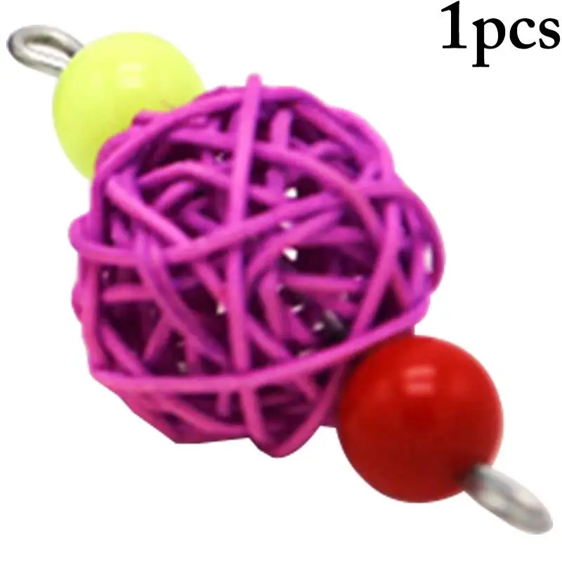 1pc Bird Chew Ball Toy Bite-Resistant Interactive Parrot Rattan Ball Bird Wicker Ball Pet Supplies Random Color