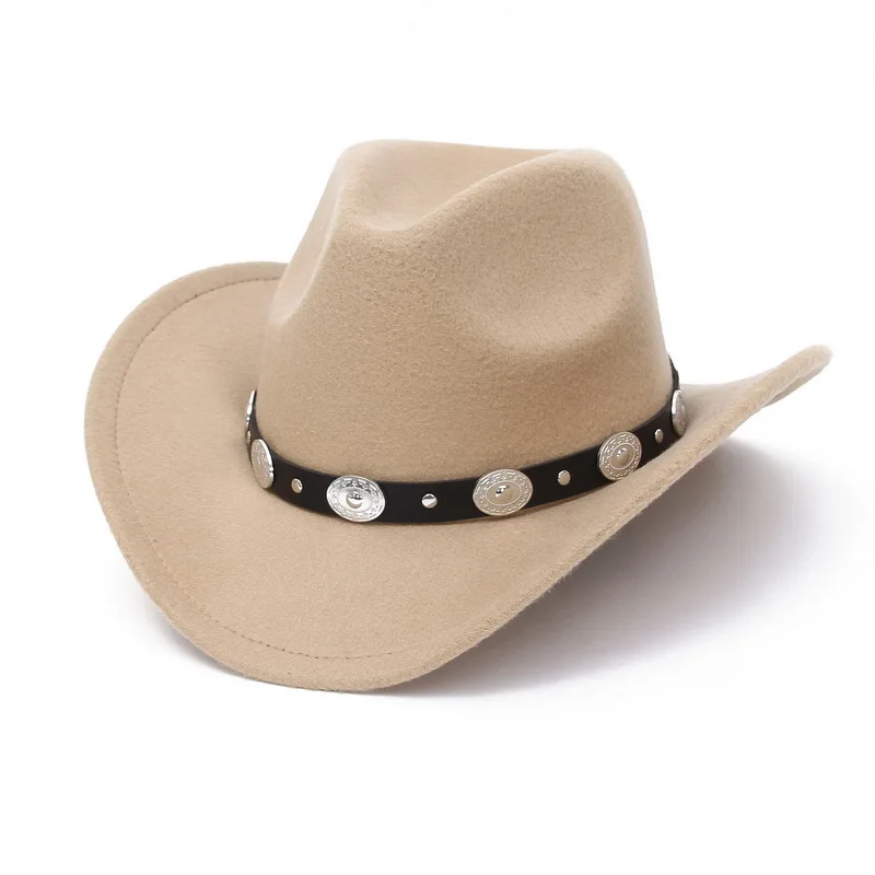 New Vintage Western Women Cowboy Hat For Men Wide Brim Cowboy Jazz Cap With Leather Belt Sombrero Cap Four Seasons