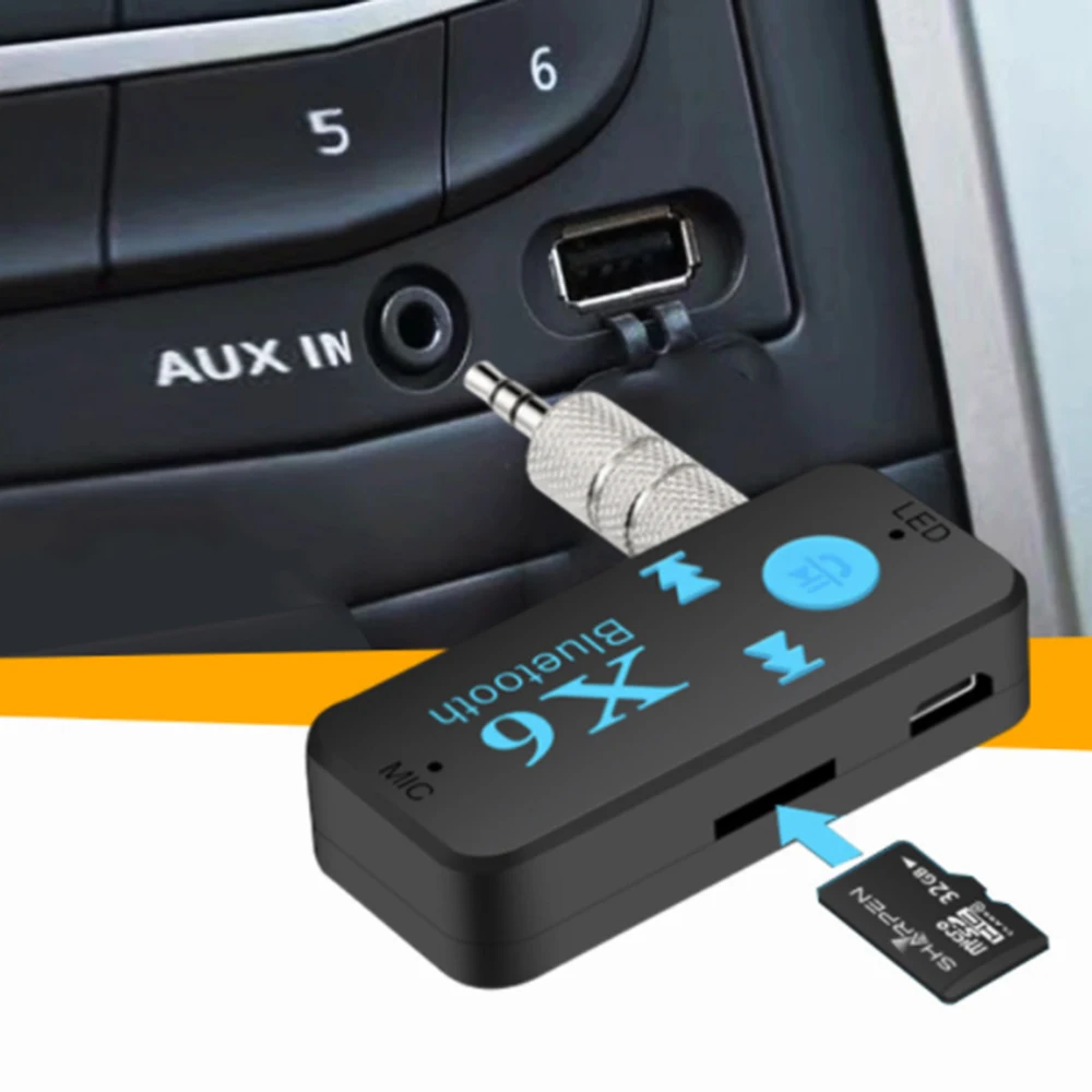 

X6 Bluetooth-compatible Receiver V4.1 TF Card Support Call Music Player Phone Car AUX In/ 3.5mm Audio Stereo Car Receiver