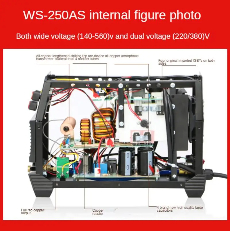 Saldatrice elettrica WS-250A dell'acciaio inossidabile dell'invertitore di scopo doppio 220v della famiglia della saldatrice dell'arco dell'argon