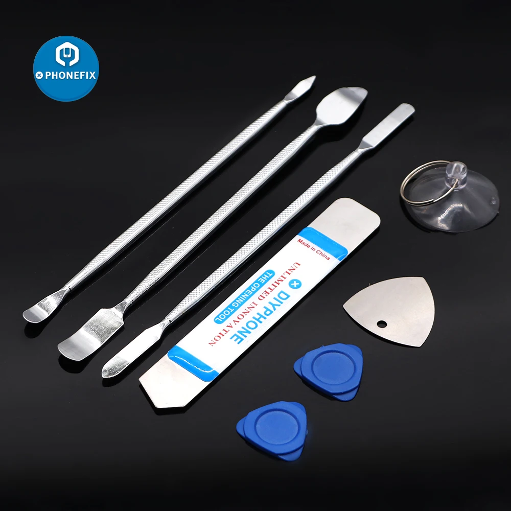 3/8pcs Universal Mobile Phone Repair Opening Tool Metal Spudger Kits Cellphone Disassemble Crowbar Steel Pry Phone Hand Tool Set