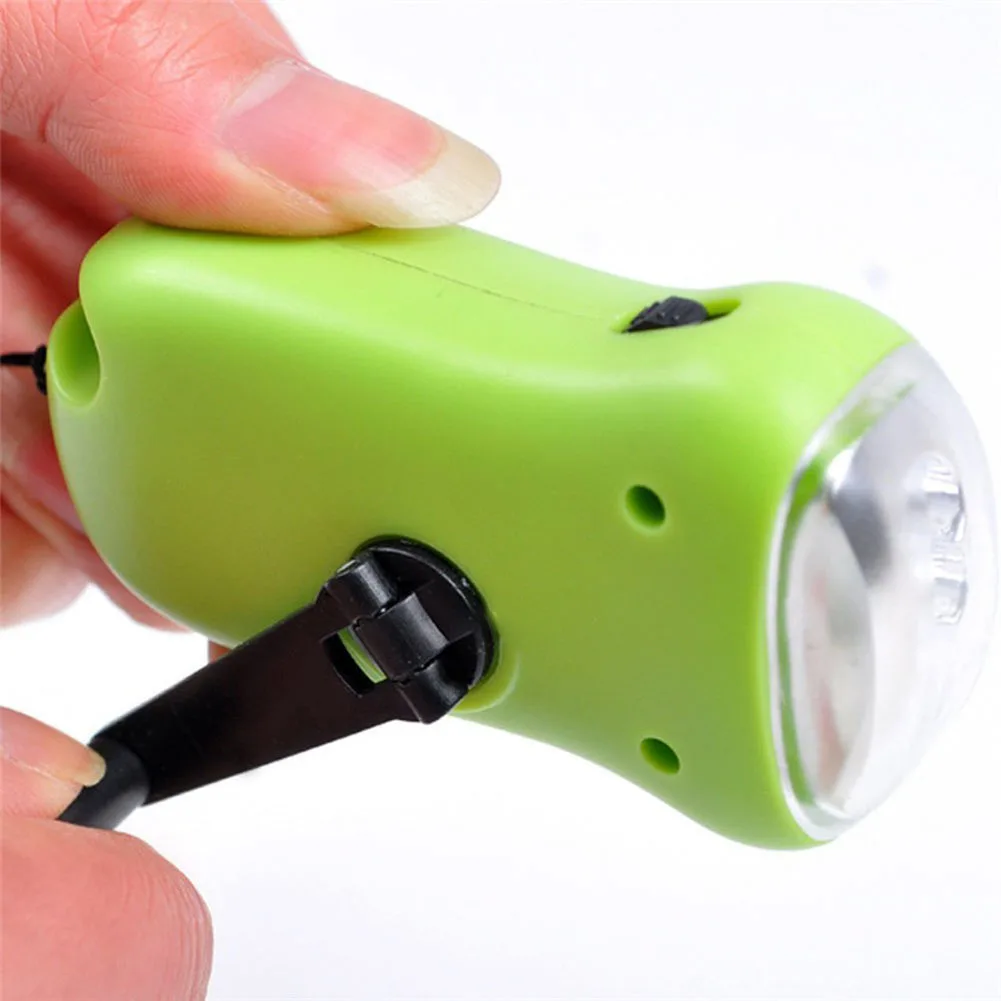 Mini LED Hand Crank Dynamo Solar Power Rechargeable Carabiner Camping Flashlight SUB Sale
