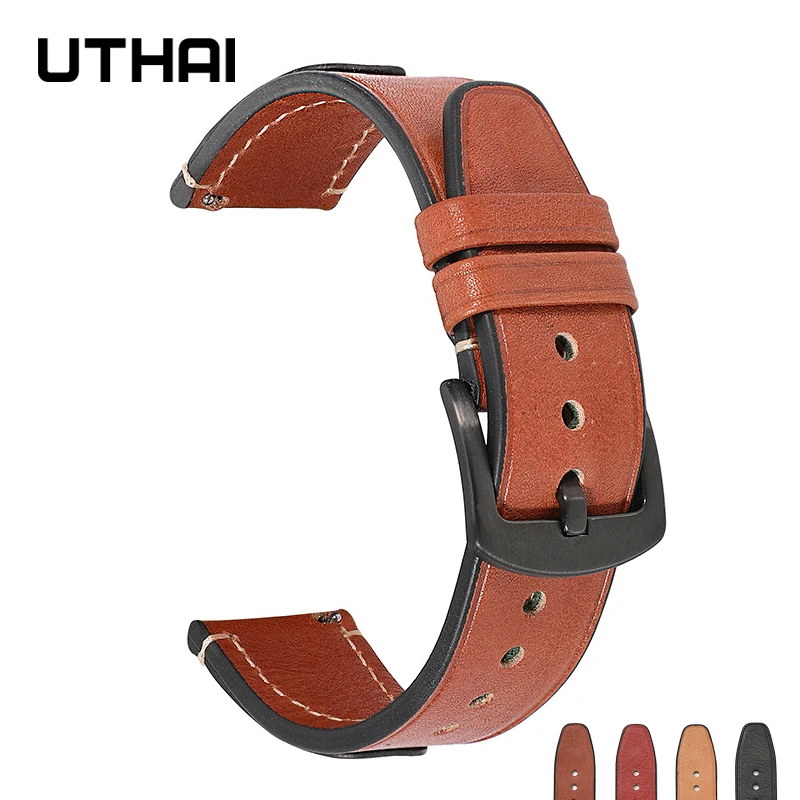 Watchband Leather strap retro style switch quick release strap 20mm 22mm watch band suitable for all smart watches UTHAI Z28