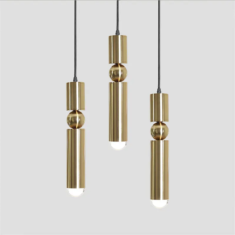 Nordic led Pendant Light Modern Lamp Cylinder Pipe golden led Pendant Lamp for foyer bedroom home decoration Pendant Light