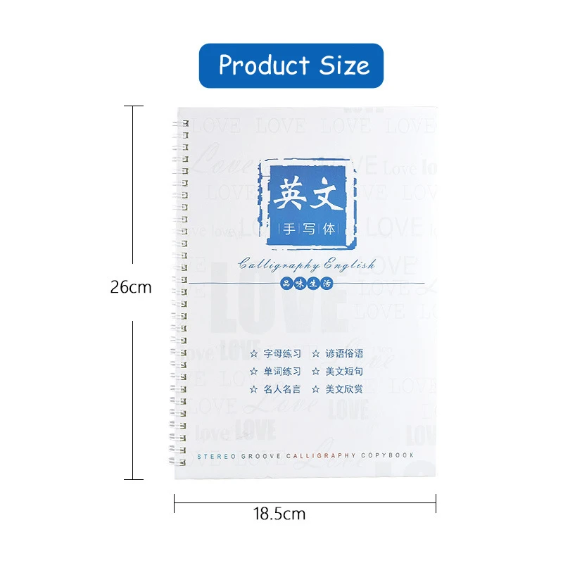 1個英語コピーブック手書きラウンドhandgroove練習コピー英語アルファベットwordの手紙自動フェード再利用できる