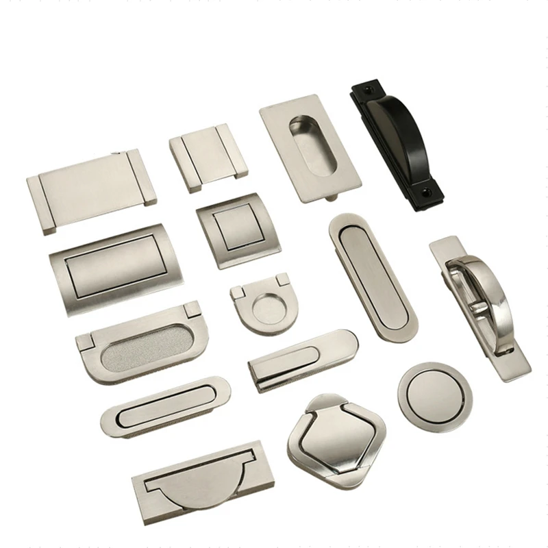 Tatami Hidden Door Handles Zinc Alloy Recessed Flush Pull Cover Floor Cabinet Handle Silver Black Furniture Handle Hardware