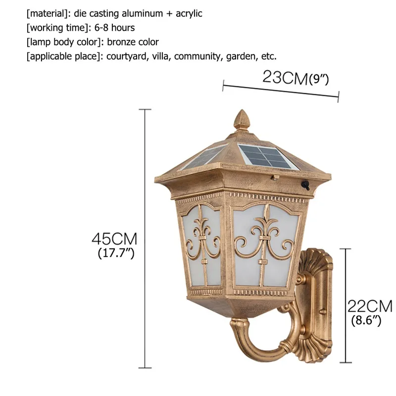 WPD Outdoor Wall Led Light Solar Patio Modern Sconce LED Waterproof Lighting For Porch Balcony Courtyard Villa