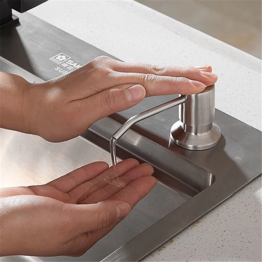 Stainless Steel Sink Liquid Soap Dispenser Pump Head Extension Silicone Tube For Bathroom Shampoo Kitchen Detergent Dispenser