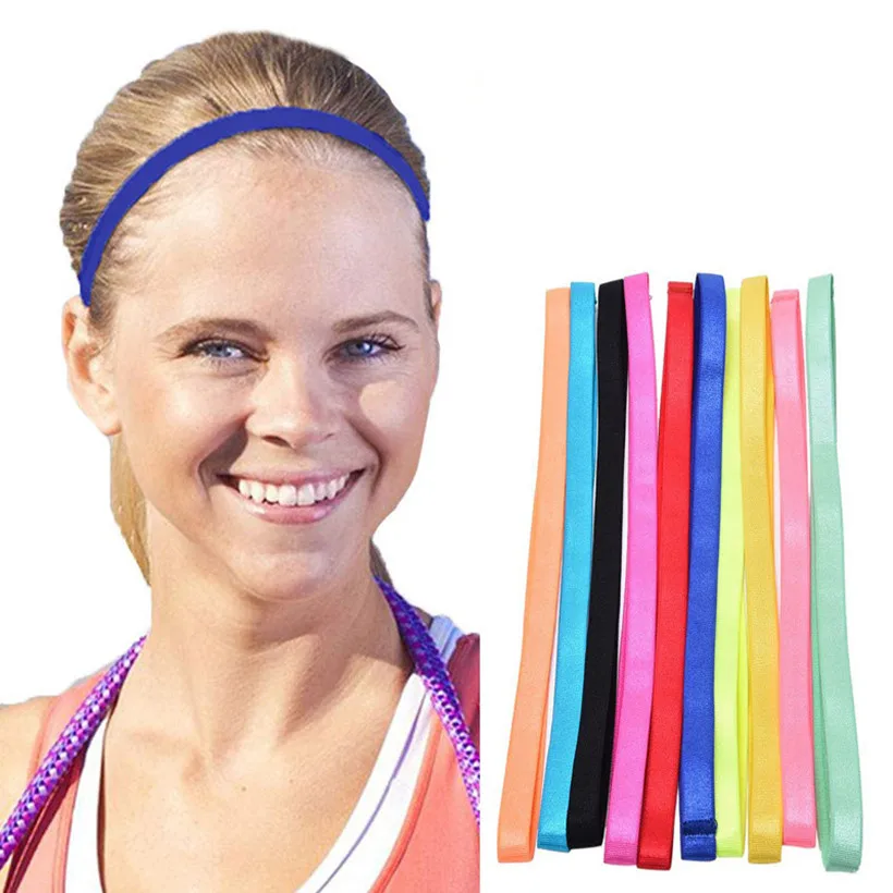 Candy Color Unisex Sweatband Yoga Sports Headband Women Men Sport Anti-slip Elastic Rubber Sweatband Football Running Hair Bands