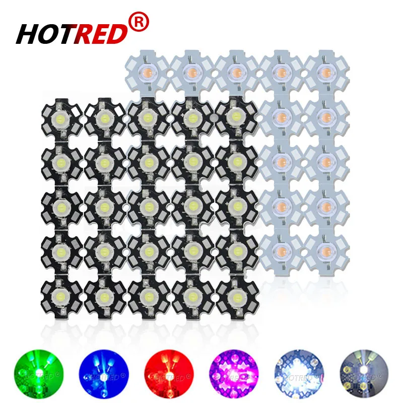 50szt High Power LED COB Chip 1W 3W Warm Cool White Red Blue Green Yellow Full Spectrum 660nm440nm For Grow Light Aquarium Lamps
