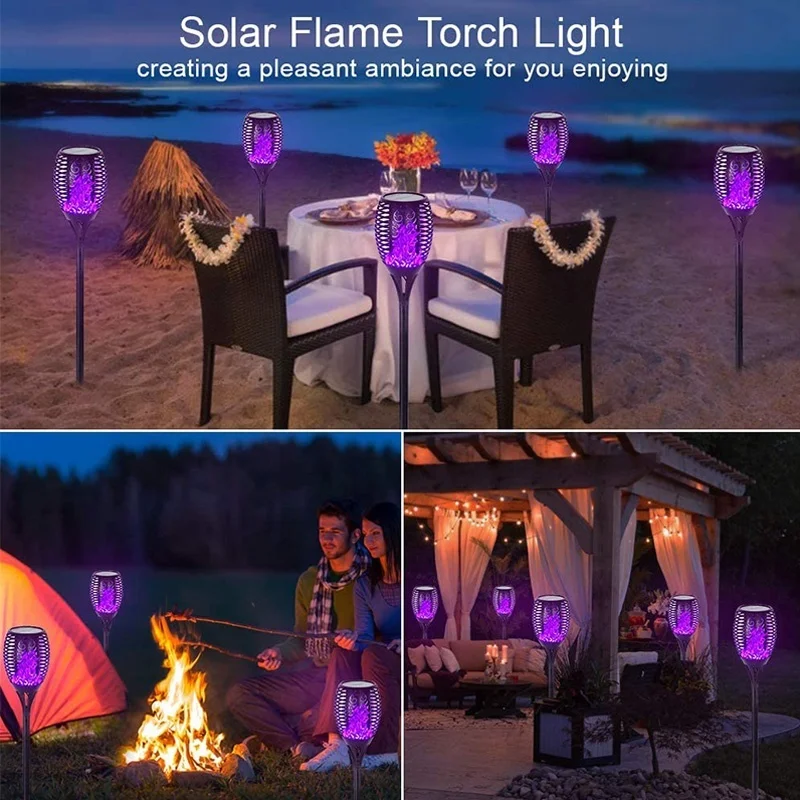 1/4pcs Solar powered LED Flame Lamp Waterproof 33LED Lawn Flickering Torch Light Outdoor Solar LED Fire Lights Garden Decoration