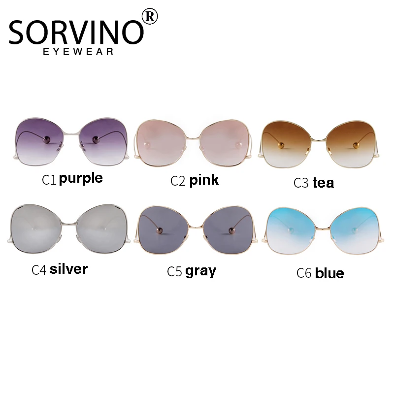 SORVINO Vintage Irregular Sunglasses Women Luxury Brand Butterfly Design Beads Sunglass Blue Fashion Gradient Female Glasses