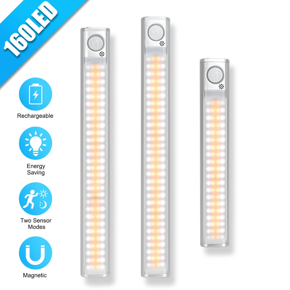 

USB Перезаряжаемый ночной Светильник для детей, шкаф для спальни, кухонная стена, светодиодная подсветка под шкаф светильник, светодиодный PIR датчик движения, светильник