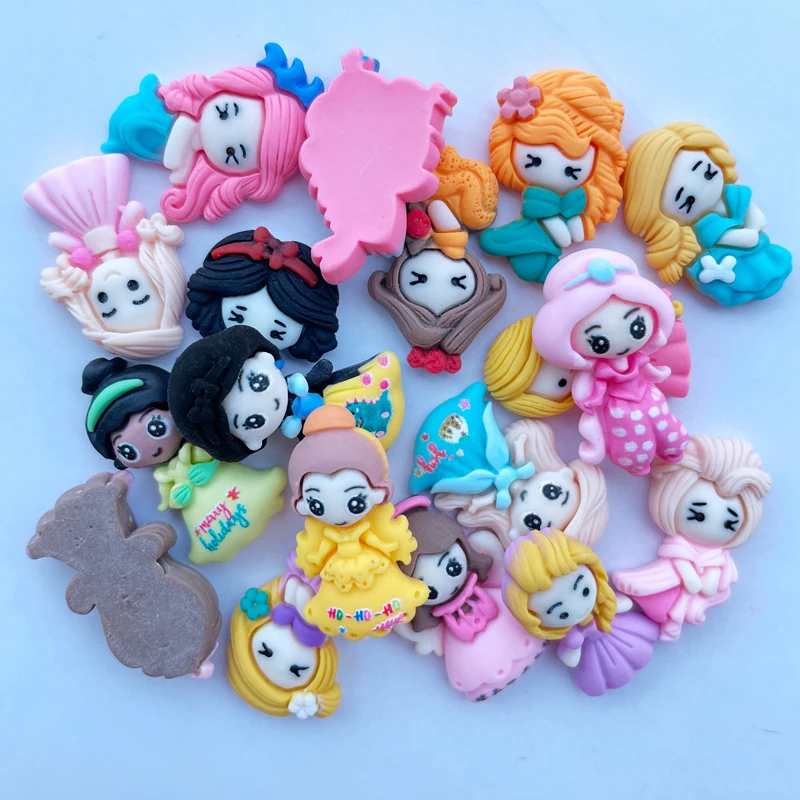 20 New Cartoon Lovely Princess Resin Flat DIY Crafts Scrapbook Hair Bow Center Accessories Embellishment A50