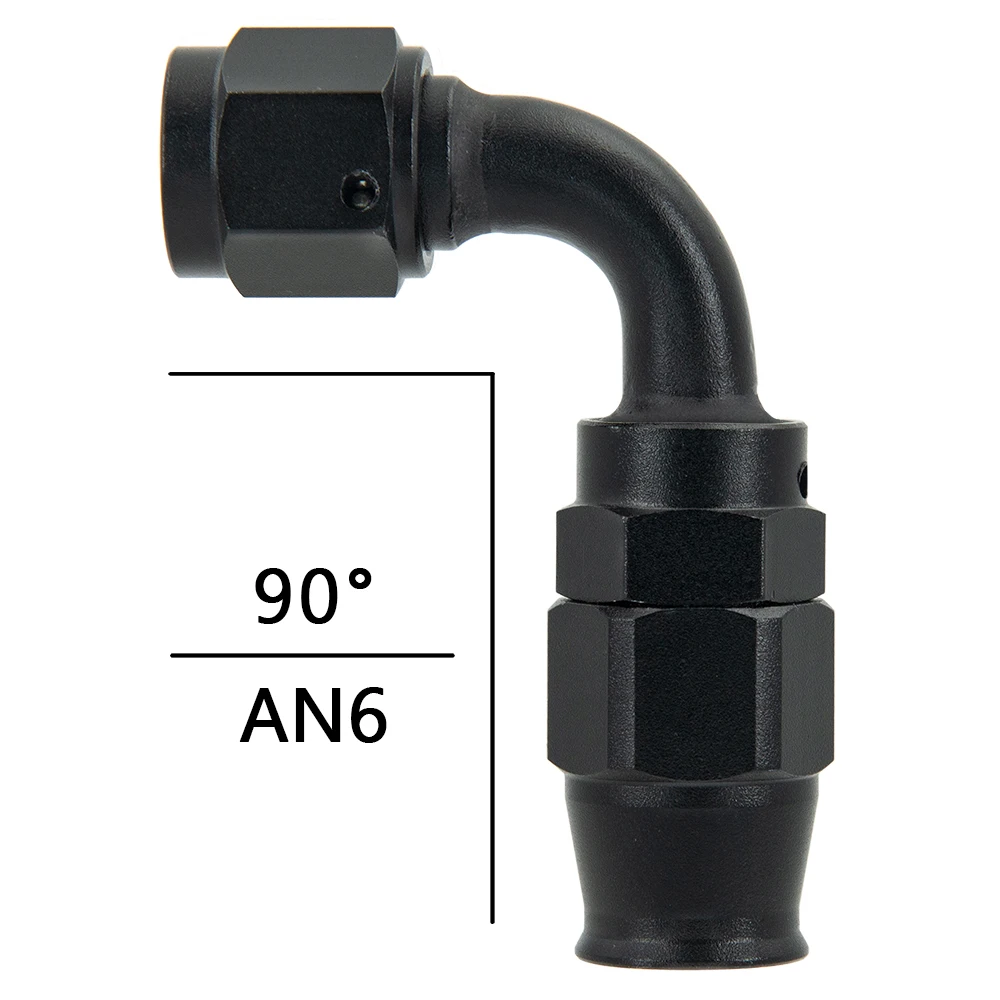 Universal PTEF AN6 AN8 Straight 45 90 120 180 DEGREE REUSABLE SWIVEL PTFE HOSE END FITTING BLACK RED
