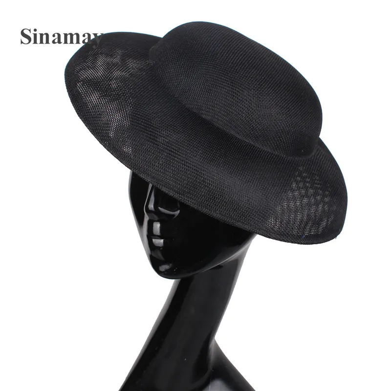 Beige And Black 30*30 CM Round Saucer Imitation Sinamay Base Inspired Percher Hat Fascinator Millinery Base DIY Hair Accessories