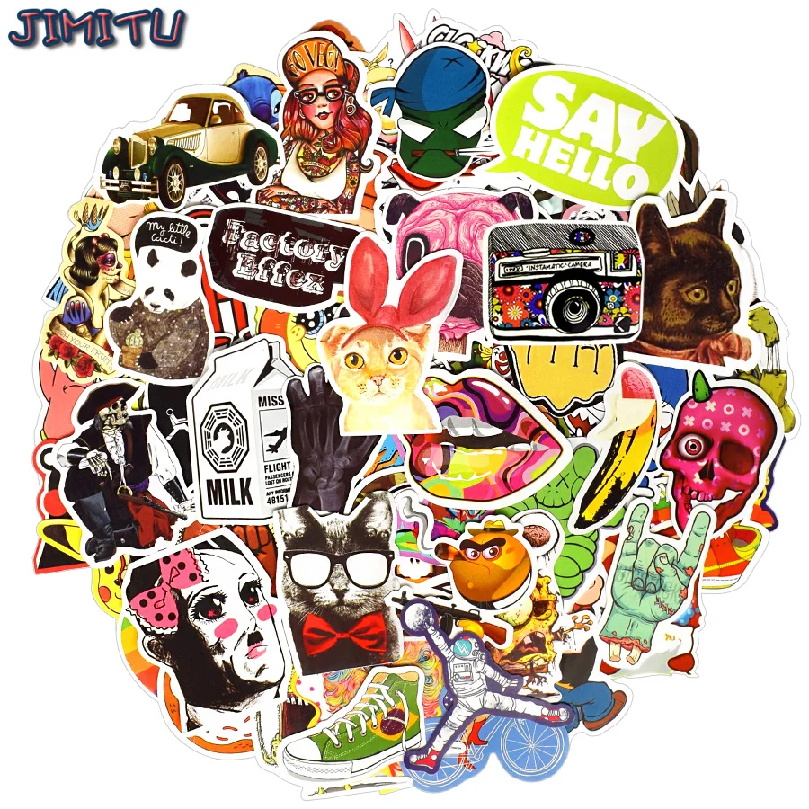 

200 PCS Cartoon Funny Stickers Anime Rock Cool Sticker Waterproof Decals DIY Skateboard Laptop Luggage Car Water Bottle Bumper