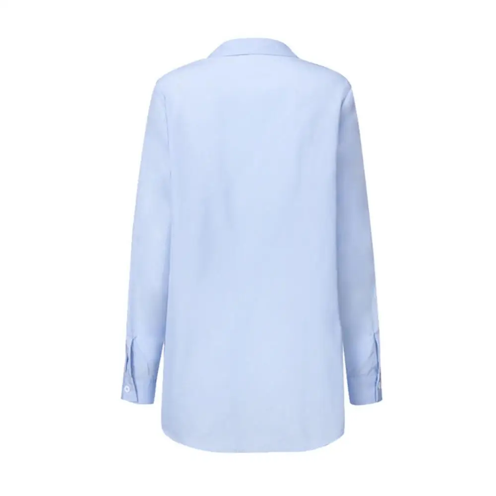 White Black Blue Blouses Waist Lacing Buttons Asymmetric Shirt Women Chic Turn Down Collar Tops Long Sleeve Women Fashion Bluas