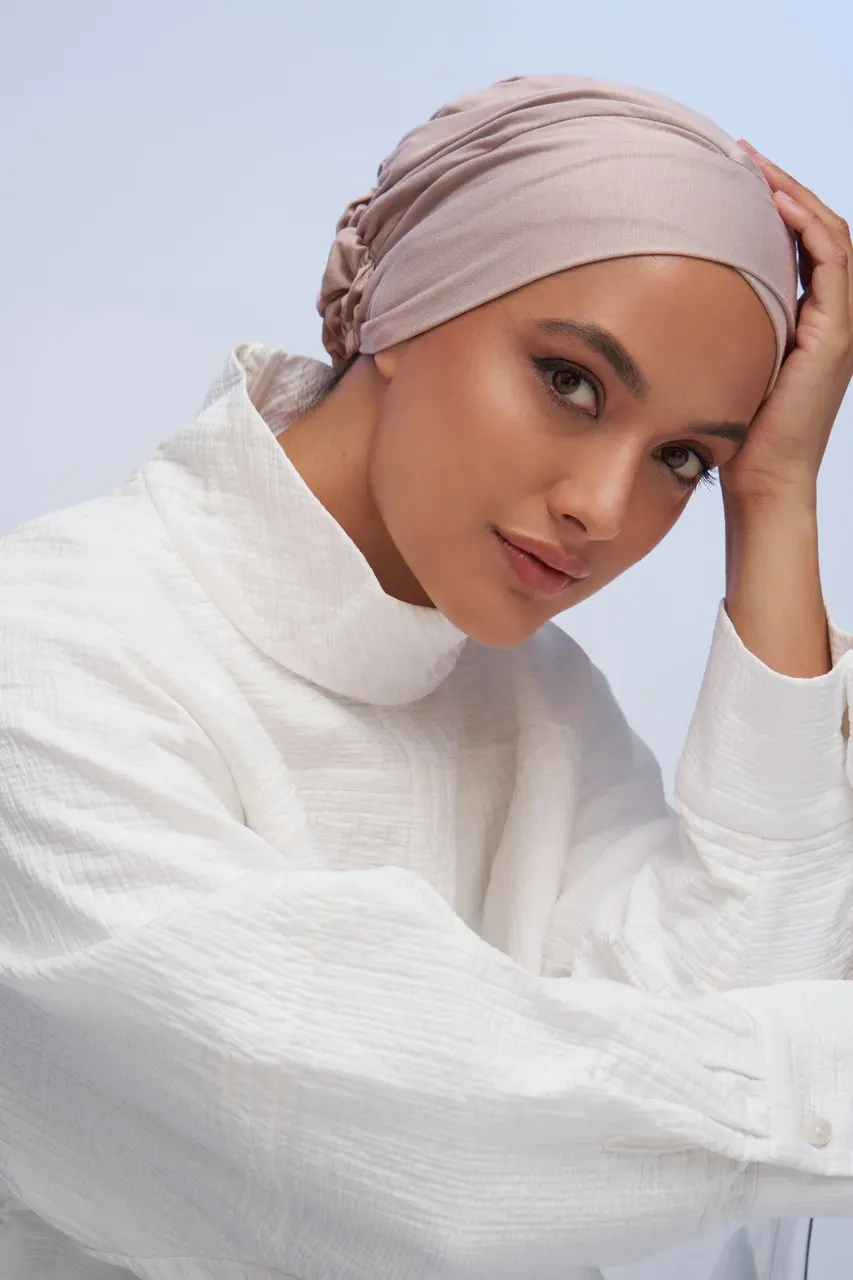 JTVOVO 2021 New Muslim Women's Solid Color Mercerized Cotton Stretch Headscarf Creased Adjustable Strap Cap Islam Hijab Turban