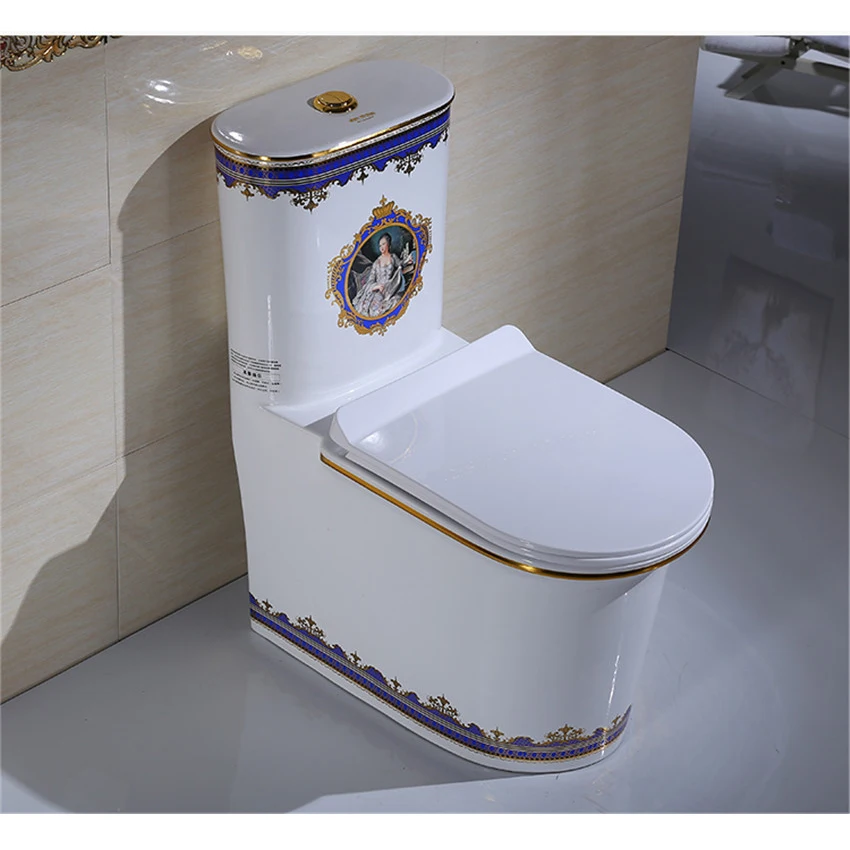 M22155 Household Ceramic Toilet Small Floor Type One Piece Luxury Toilet Creative Adult Bathroom Seat Flushing Siphon Toilet