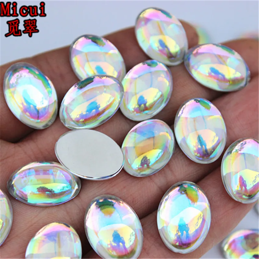 Micui 50 pz 13*18mm Colore Della Miscela Ovale Acrilico Strass Flatback Pietre di Cristallo Per Gioielli Artigianato Abbigliamento Decorazioni MC725