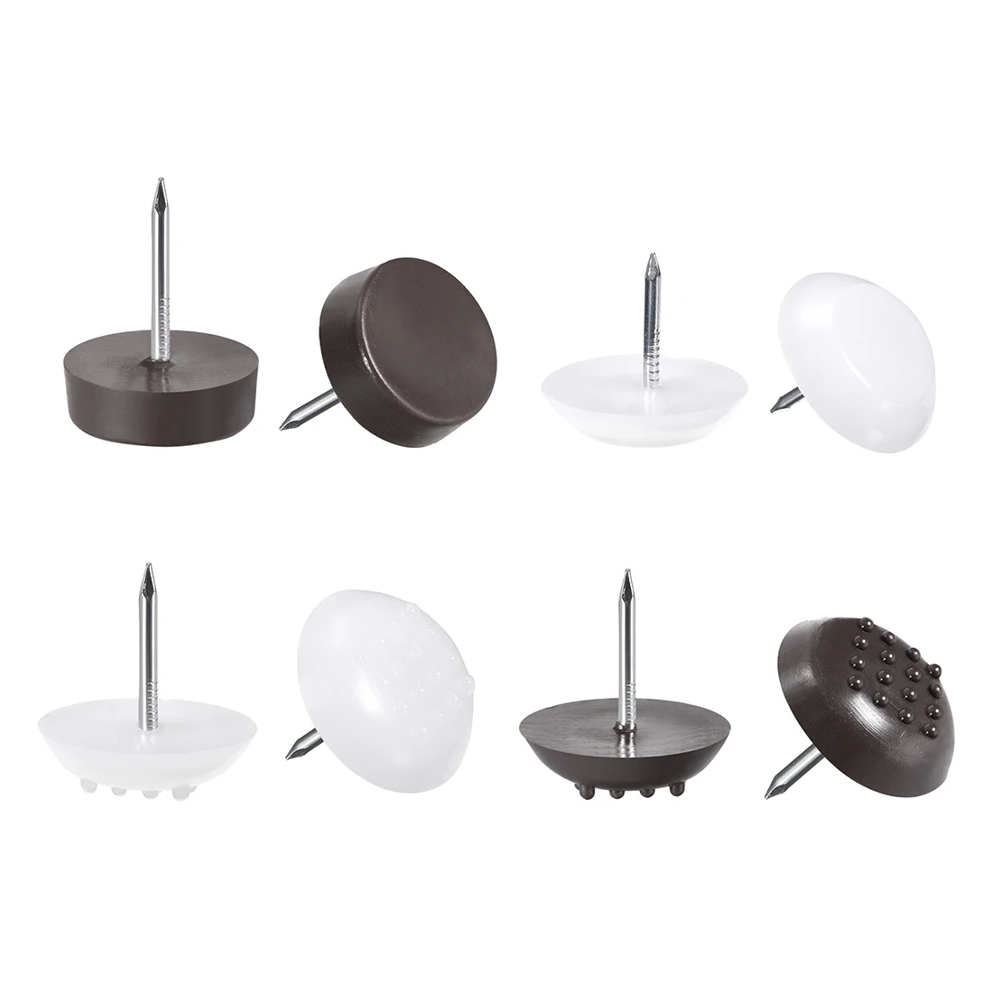 Uxcell 30-90Pcs Meubels Voeten Nail Plastic Glide Nagels Stoel Tafel Been Protector Pads 18/22Mm dia Wit/Bruin