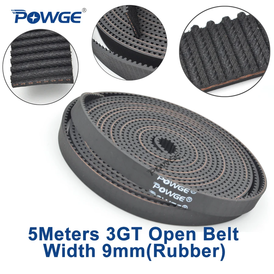 

POWGE 5meters GT 3MGT 3GT Open Synchronous Timing belt 3GT 9 Width 9mm 3GT-9 Rubber 3KC GT3 pulley Small Backlash 3D printer