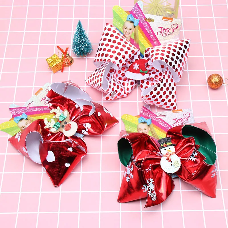 

7 inch christmas little girl children bow hairpin jojo headdress hair accessories