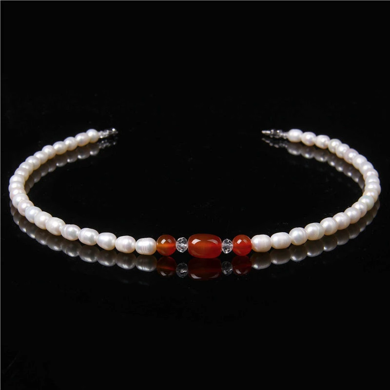 Luxury Natural Round Freshwater Pearl Choker Necklace Classic White Pink Purple Natural Pearl Jewelry For Women Gift Wholesale