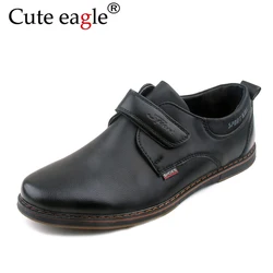 Cute Big Boy's Leather Shoes Black Patent Leather Shoes British Style 2022 Children Perform Dance Leather Shoes Blue Kids Flats