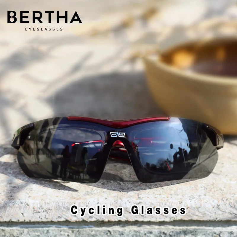 

BERTHA Cycling Sunglasses Polarized Sport Riding Glasses Mountain Bike Goggles Anti Fog Sand Wind Prescription Supported SYD0117