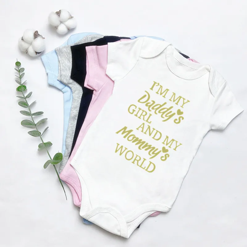 

I'm My Daddy's Girl and My Mommy's World Baby Clothes 100% Cotton Casual Short Sleeve Bodysuit Newborn Boy Girl Outfits