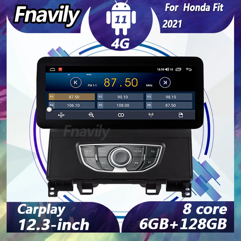 Fnavily 12.3“ Android 11 car audio For Honda Fit video dvd player radio car stereos navigation GPS DSP BT WIFI 4G carplay 2021