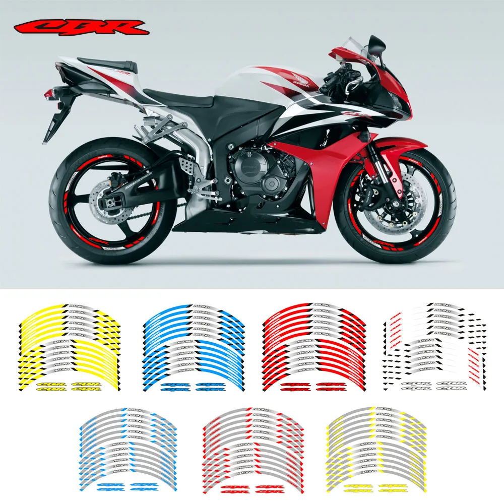 

New high quality 12 Pcs Fit Motorcycle Wheel Sticker stripe Reflective Rim For Honda CBR250 300 400 500 600 1000 1100 1200