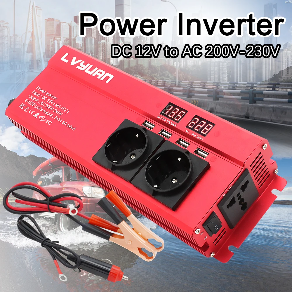 6000W Car Inverter DC 12V To AC 220V Power Inverter Charger Adapter Inversor Voltage Transformer Converter Auto Accessories