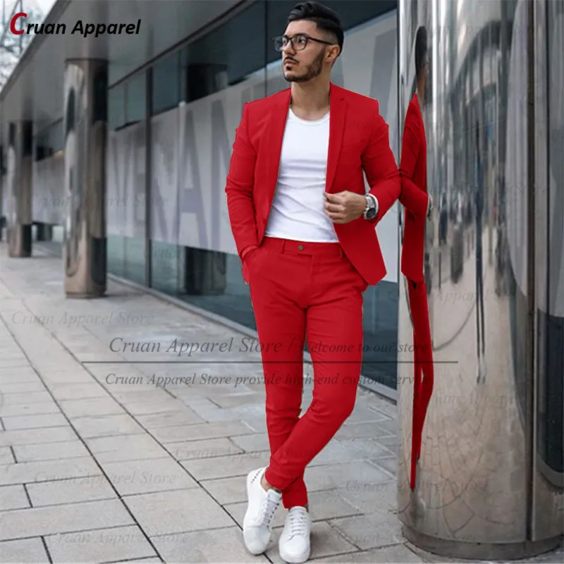 20 Color Tailor-Made Men‘s Suits Set Slim Fit Groom Tuxedo Best Man Mens Wedding Suit Bridegroom Male Blazer Pants Clothing 2Pcs